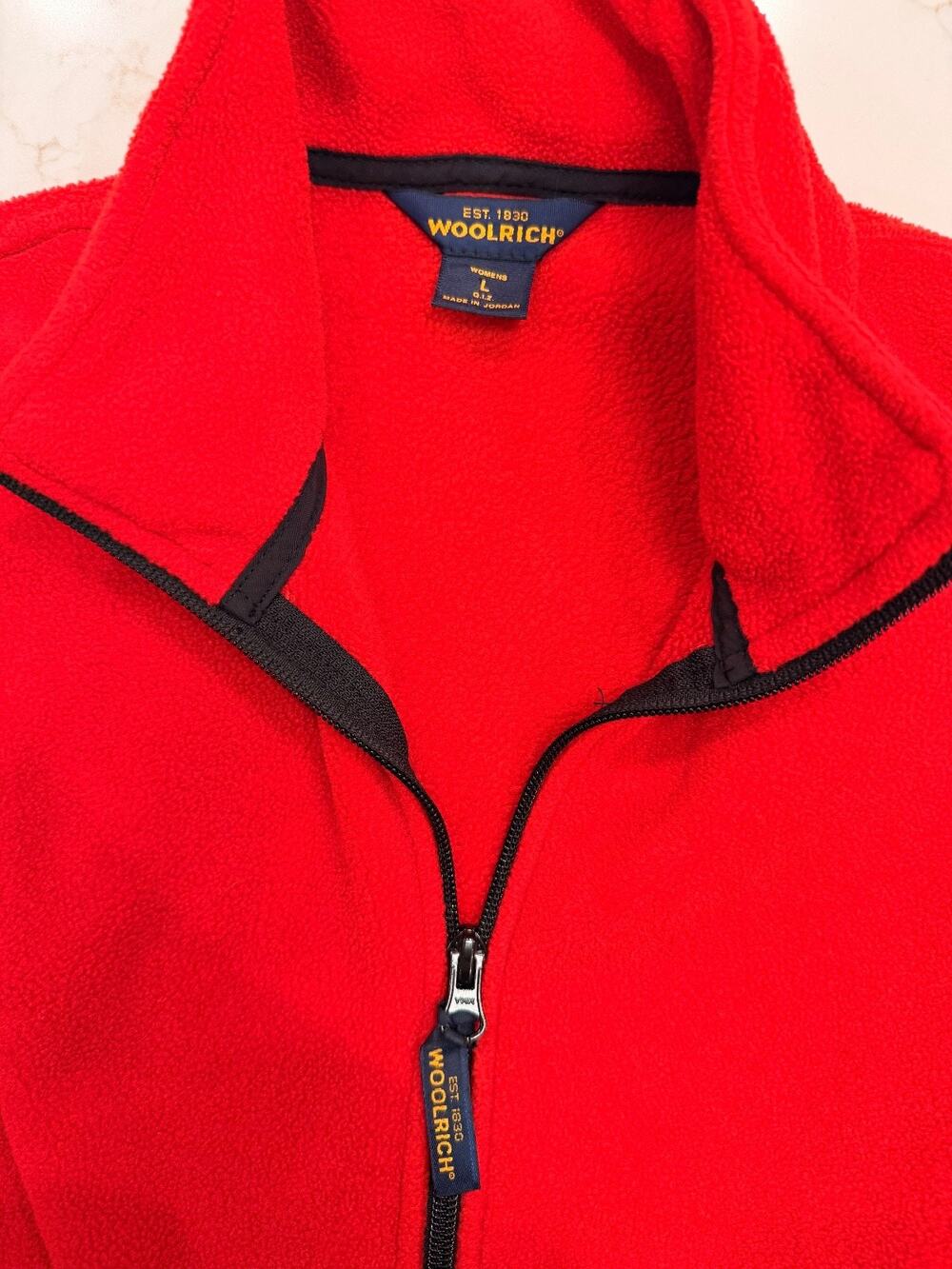 Woolrich Women’s Red Fleece Vest Size Large Zip Front Sleeveless Outdoor